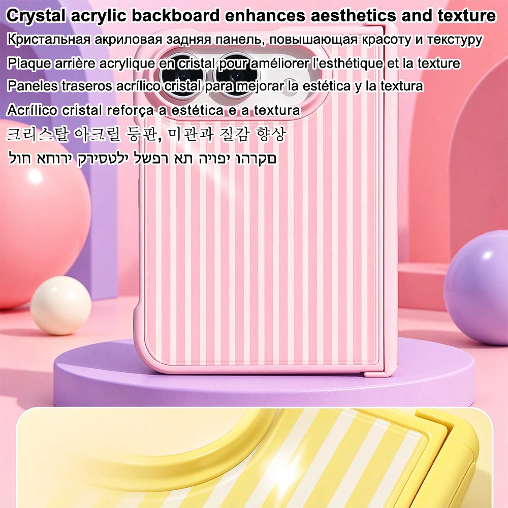Luxury Crystal Zebra Stripe Phone Case For Iphone Duo 18 Ultra Apple Filp Fold Central Axis Hinge Full Cover Activity Protection