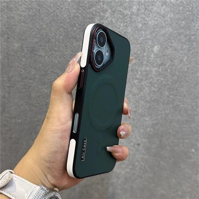For iPhone Air 17 Pro Max Luxury PU Leather Magsafe Magnetic PC Frame Phone Cover For iPhone 16 15 14 13 12 Protective Cover