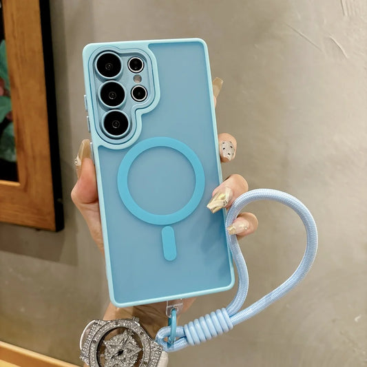 Matte Translucent Magnetic Wrist Strap Phone Case Samsung