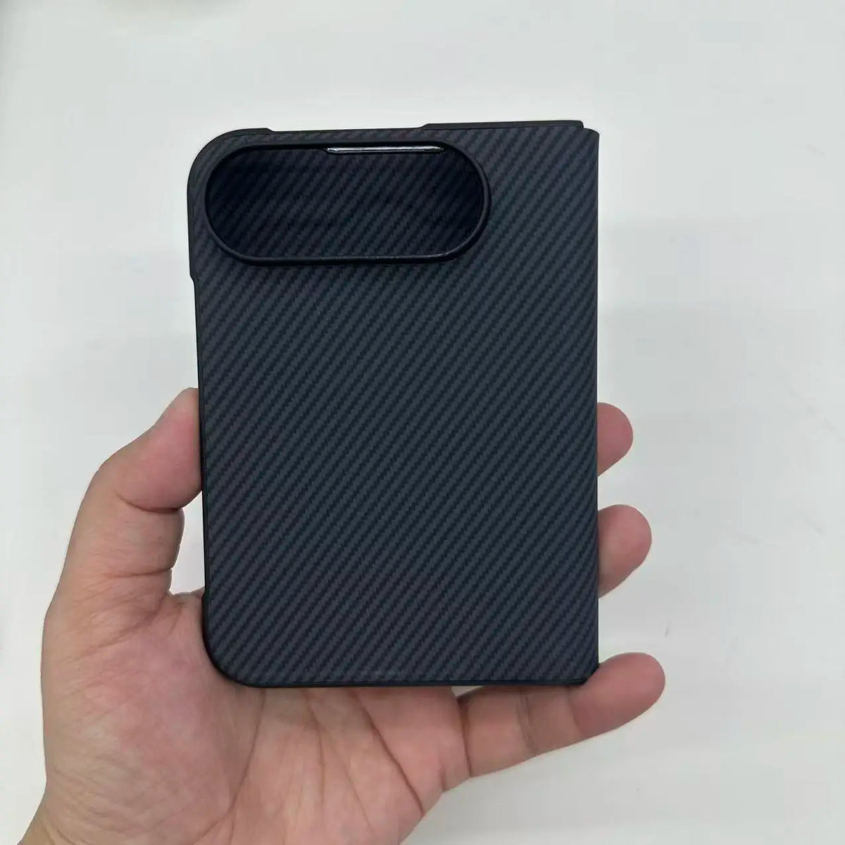 Sulada Carbon Fiber Pattern Leather Magsafe Case for iPhone Duo New Arrival Business Window View Flip Cover