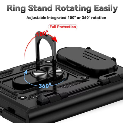 Case Phone Case for IPhone Duo 18 Fold Car Mounted Magnetic Ring Bracket Lens Protection Slide Camera Folding Protective Cover