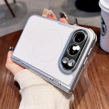 Luxury AG Matte Skin Feel Airbag for Magsafe Case For iPhone Duo Fold Hinge Protect With Lens Screen Films Shockproof Hard Cover
