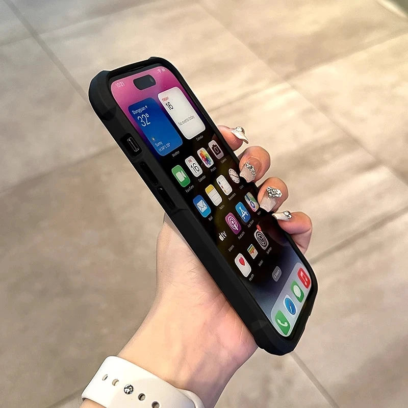 Luxury Rugged Heavy Duty Shockproof Case For iPhone 16 15 14 13 12 11 Pro Max 16Plus Silicone Bumper Transparent Hard Back Cover
