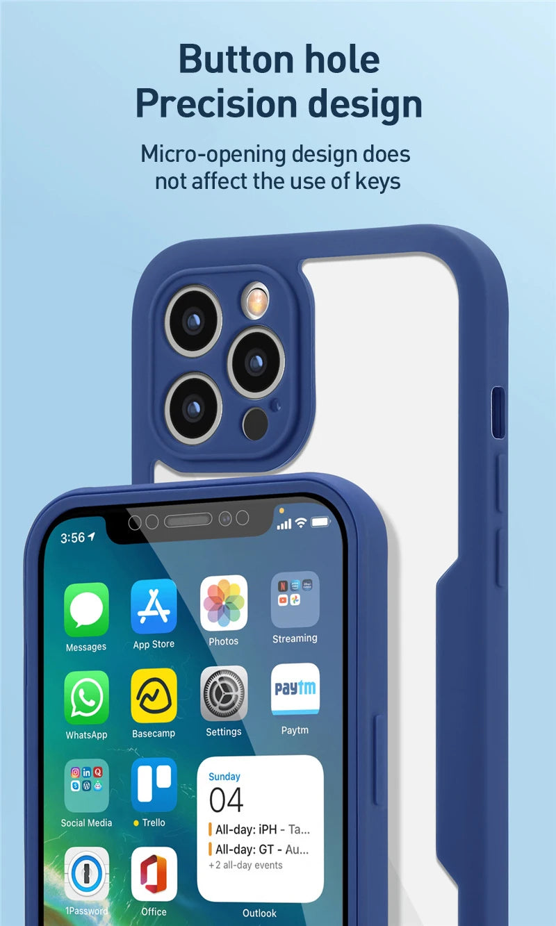 Luxury 360 Full Body Front+Back Clear Case For iPhone 17 16 15 14 13 11 12 Pro Max XS X 7 Plus Silicone Bumper Shockproof Cover