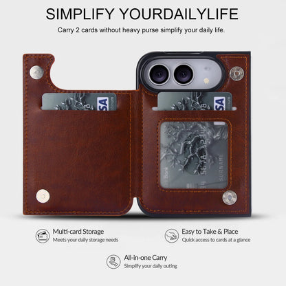 Crazy Horse Texture Card Slots Wallet Leather Case for iPhone Duo Ultra 18 Fold Wide Shockproof book Stand RFID Blocking Cover