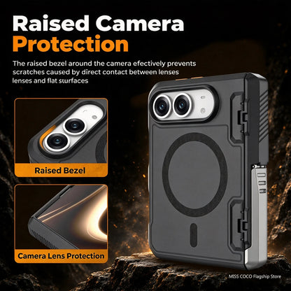 Magnetic Clear Matte Hinge Protection Stand Case for iPhone Duo For Wireless Charging Phone Cover With Screen Glass Film Holder
