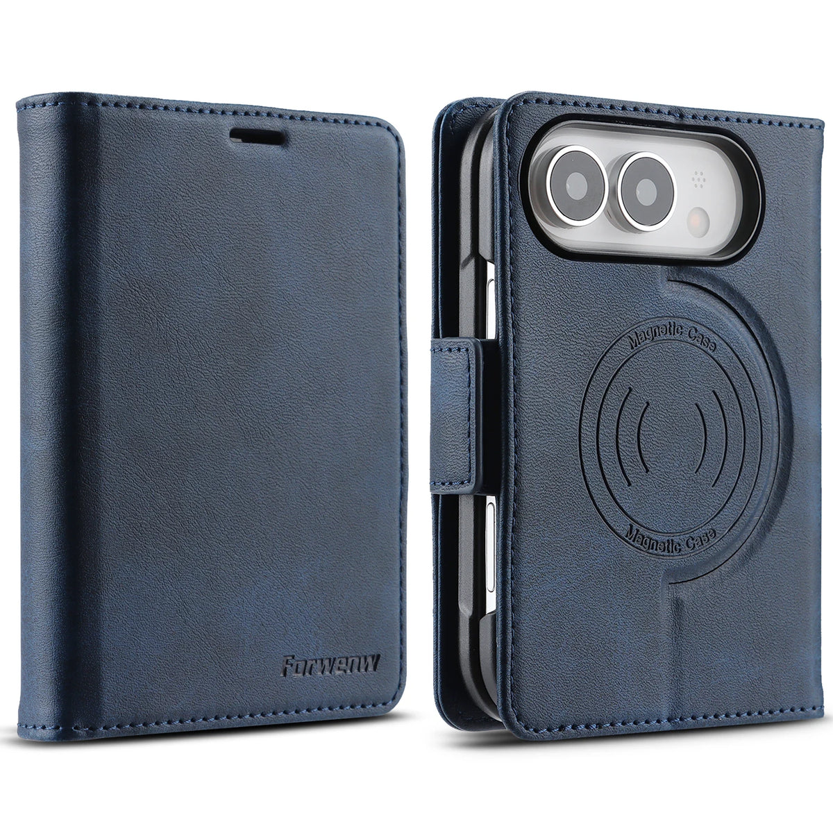 Magnetic Flip Card Slots Wallet Leather Case for iPhone Duo 18 Fold Wide Shockproof for Magsafe RFID Blocking Book Stand Cover
