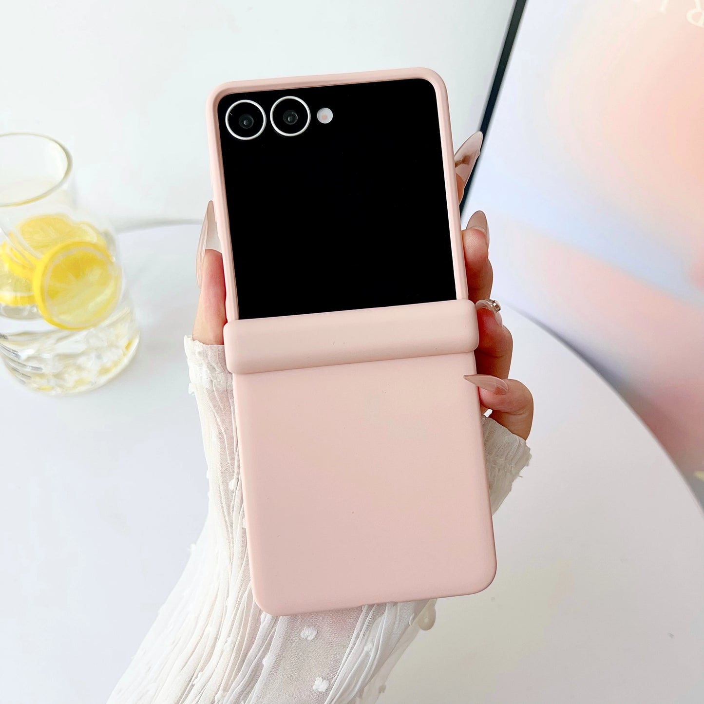 luxury Official Liquid Silicone Matte Phone Case For Samsung Z Flip 7 6 5 4 3 Original Candy Color Central Axis Shockproof Cover