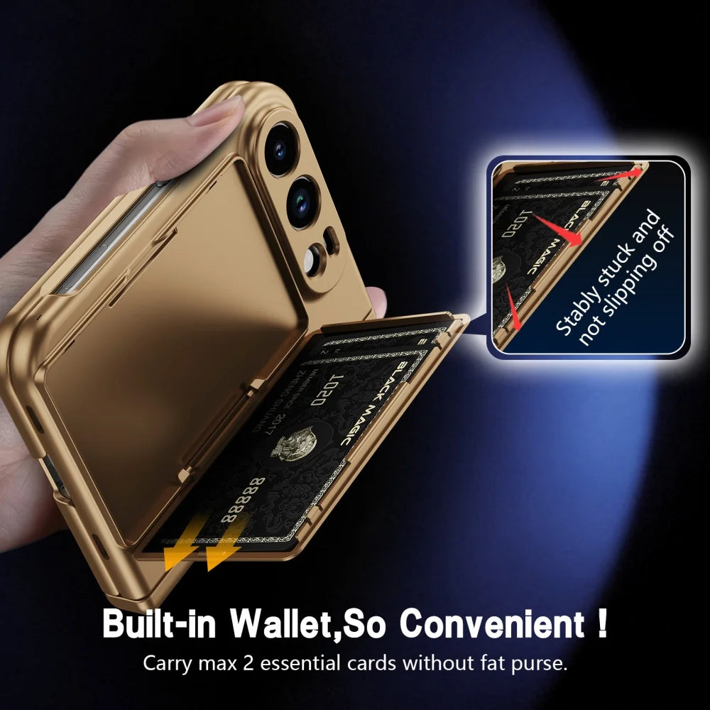 Luxury  S Pen Wallet Card Slot Bracket Holder Case For iPhone Duo 18 Fold Hinge Protect Screen Glass Film Shockproof Hard Cover