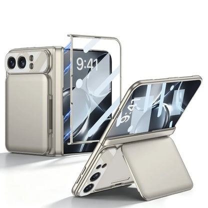 Luxury Wallet Card Slot Bracket Stand PC Magnetic Case For iPhone Duo 18 Fold Built-in Screen Film Hinge Protection Holder Cover