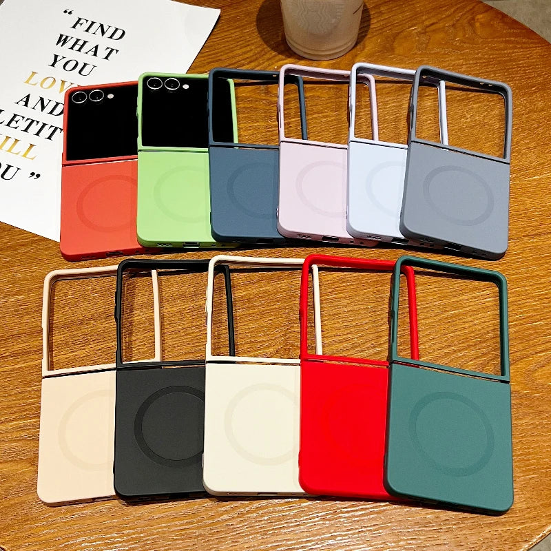 Liquid Silicone Magnetic Case For Samsung Galaxy Z Flip 7 6 5 4 3 5G ZFlip7 ZFlip6 For Magsafe Charging Lightweight Soft Cover