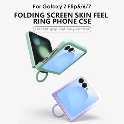 Luxury Skin Feel Phone Case for Samsung Galaxy Z Flip 7 FE 6 5 Silicone Finger Ring Shockproof 2-piece Candy Color Hard PC Cover