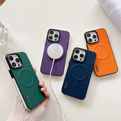 Business Double Color Leather Magsafe Case for IPhone 12 13 16 15 Pro Max Magnetic Matte Soft Shockproof Cover for IPhone 15Pro