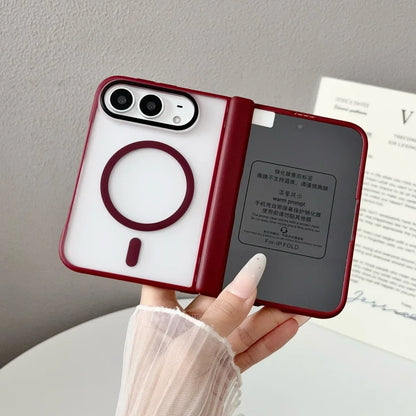 Luxury Matte for Magsafe Screen Protector Case for iPhone Duo 18fold Magnetic Translucent Hinge Protection Shockproof Cover