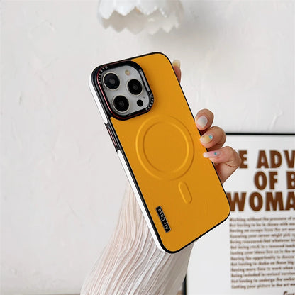 Plain Leather Magnetic MagSafe Wireless Charge Phone Case for iPhone 15 16 Pro Max 14 13 12 11 Pro Shockproof Soft Bumper Cover