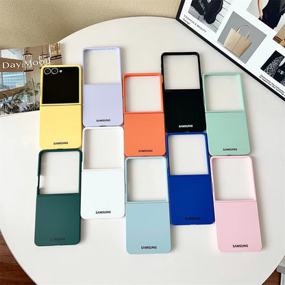 Original Liquid Silicone PC Phone Case Samsung Galaxy Z Flip 7 6 5 4 3 5G Matte Skin Shockproof Candy Colors Soft Cover Z Flip7