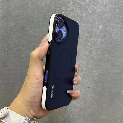 Luxury Matte Leather Magnetic For Magsafe Phone Case For iPhone15 14 13 12 16 17ProMax Wireless Charging ShockproofBumper Cover