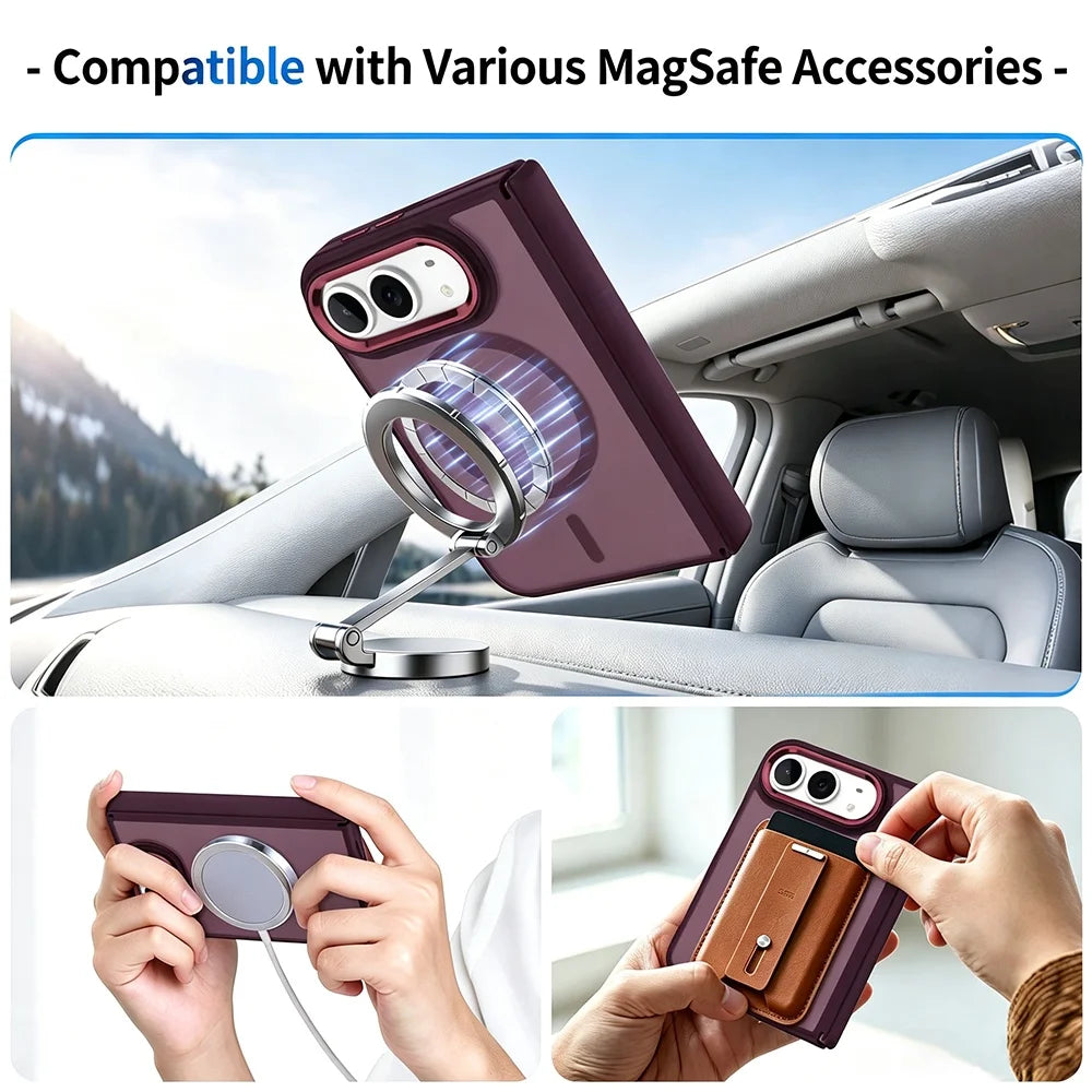 Premium Simplicity Magnetic Matte Translucent Phone Case For iPhone Duo 18 Ultra Magsafe Strip Double Layer Shockproof Cover