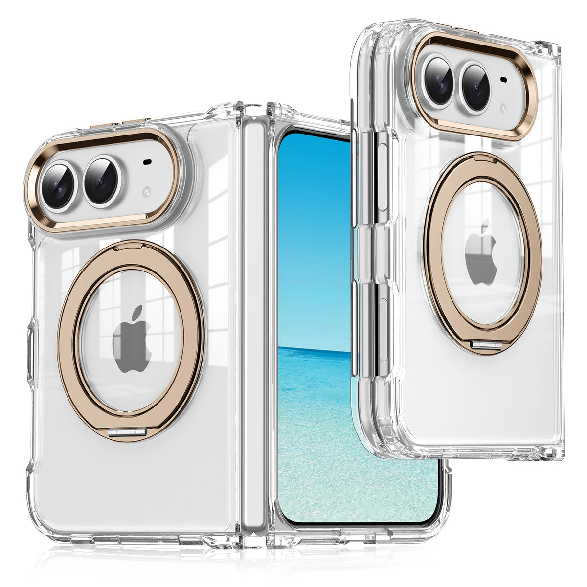 Case For Apple iPhone Duo For Foldable iPhone Duo For Magsafe With  Magnetic 360 Adjustment Stand Protection Clear Acrylic Cover
