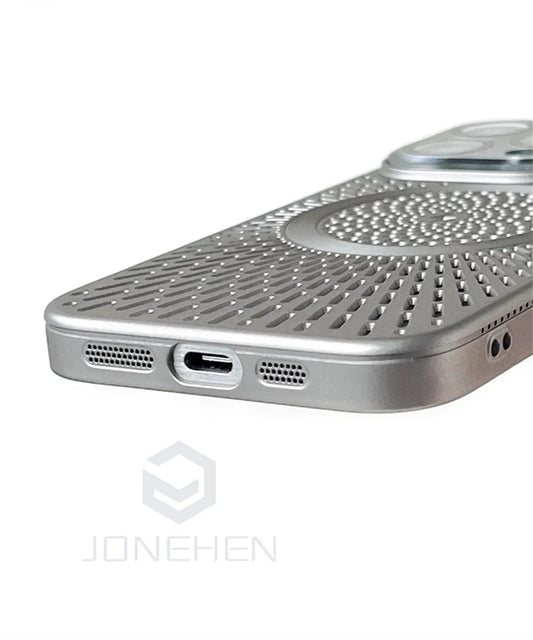 Luxury Heat Dissipation Hollow For Magsafe Case For iPhone 15 14 13 12 16 Pro Max Titanium Magnetic Wireless Charge Hard Cover