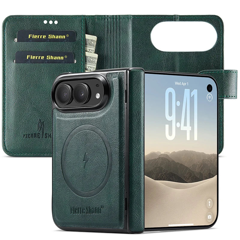 Detachable Magnetic Wallet Leather Flip Case For iPhone Duo Removeable Book Cover