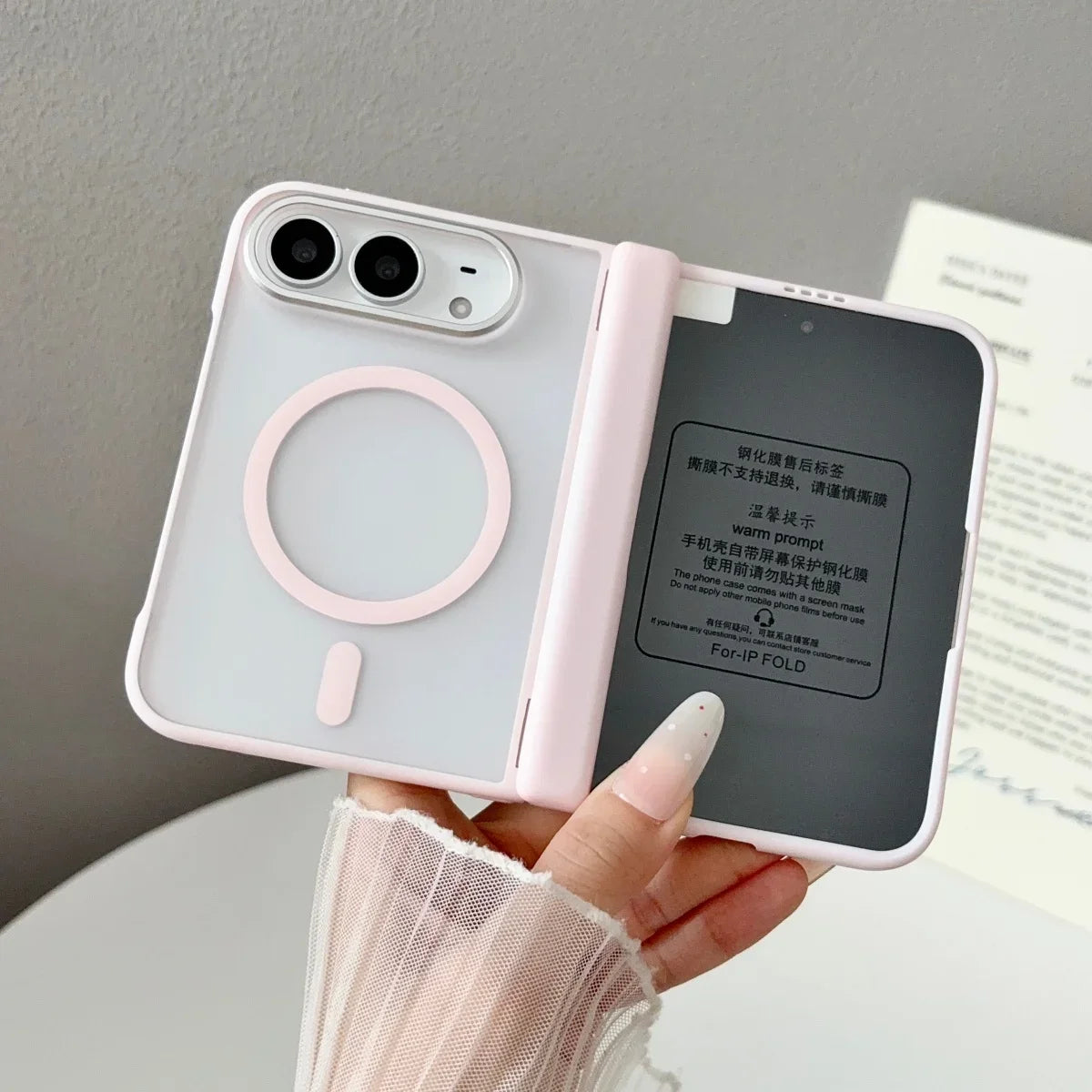 Luxury Matte for Magsafe Screen Protector Case for iPhone Duo 18fold Magnetic Translucent Hinge Protection Shockproof Cover
