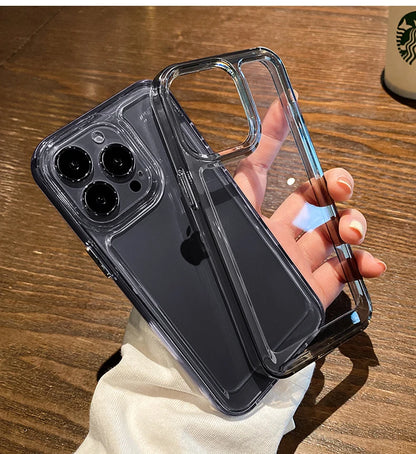 New Transparent Acrylic Phone Case for iPhone Air 17 Pro Max 16 11 12 13 14 15 Plus Xs X XR Metal Button Clear Cover Fundas