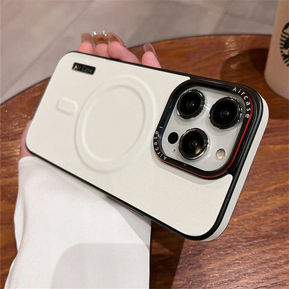 Luxury Matte Leather Magnetic For Magsafe Phone Case For iPhone 16 15 17 Pro Max Air 14 13 12 Wireless Charging Shockproof Cover