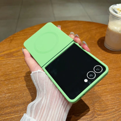 Luxury Soft Liquid Silicone for Magsafe Case for Samsung Galaxy Z Flip 7 6 5 zflip 3 4 Flip7 Magnetic Matte Shockproof Cover