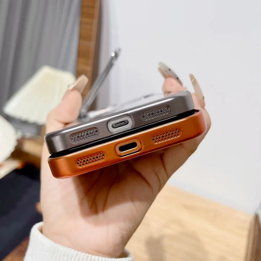 Galvanisierte Falten Glas Kamera Ständer Halterung Handyhülle für iPhone 17 17Pro 17Air 17 Pro Max Ultradünne transparente stoßfeste Abdeckung