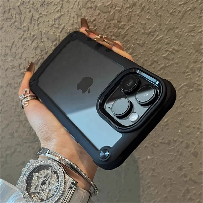Luxury Rugged Heavy Duty Shockproof Case For iPhone 16 15 14 13 12 11 Pro Max 16Plus Silicone Bumper Transparent Hard Back Cover