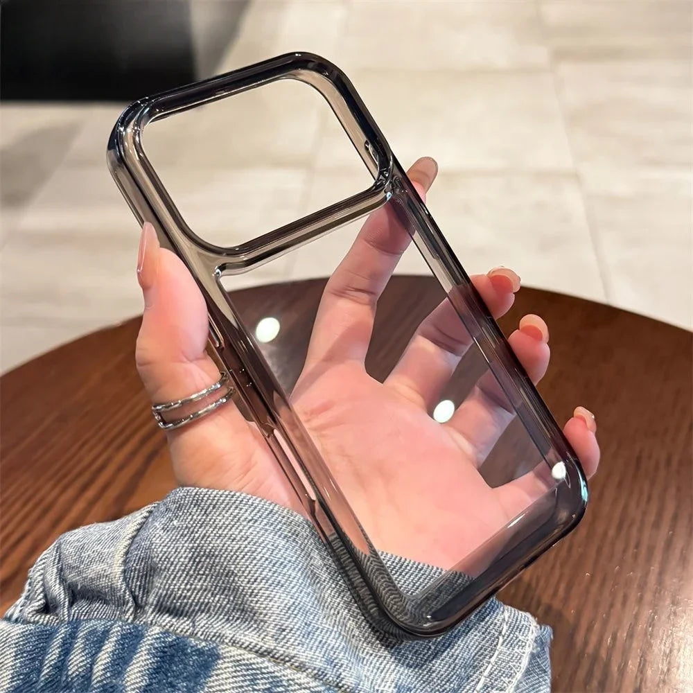 New Transparent Acrylic Phone Case for iPhone Air 17 Pro Max 16 11 12 13 14 15 Plus Xs X XR Metal Button Clear Cover Fundas