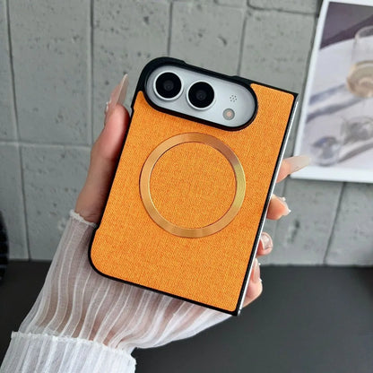 Fabric Cloth Texture Magnetic Case for iPhone Duo duo DUO Fold Shell Wireless Charging Shockproof Hard PC Slim Cover Funda