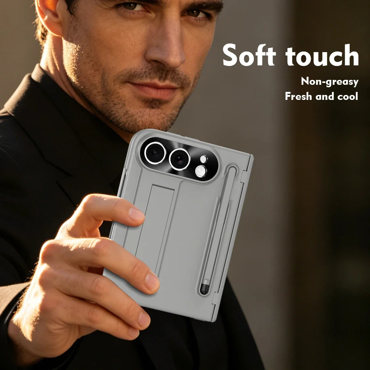 For iPhone Duo Fold Bracket Phone Case with S Pen Hinge Protection Shockproof Full Cover Glass Screen Protector for iPhone Ultra
