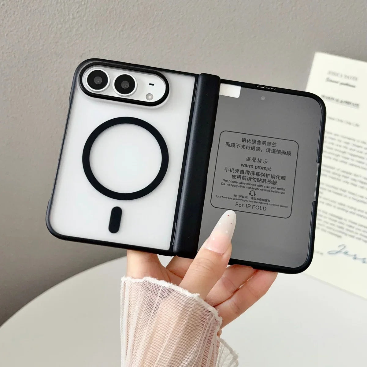 Luxury Matte for Magsafe Screen Protector Case for iPhone Duo 18fold Magnetic Translucent Hinge Protection Shockproof Cover