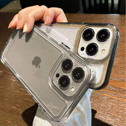 Neue transparente Acryl-Schutzhülle für iPhone 17 Pro Max 16 Plus 11 12 13 14 15 16 Pro Max Plus Xs Max Xr Air Metalltastenabdeckung