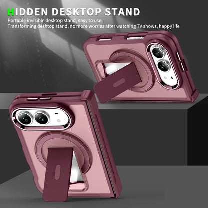 MagsafeTranslucent Folding Holder Stand Magnetic Case for iPhone Duo 18 Hinge Armor Solid Color Frosted Bumper Phone Covers