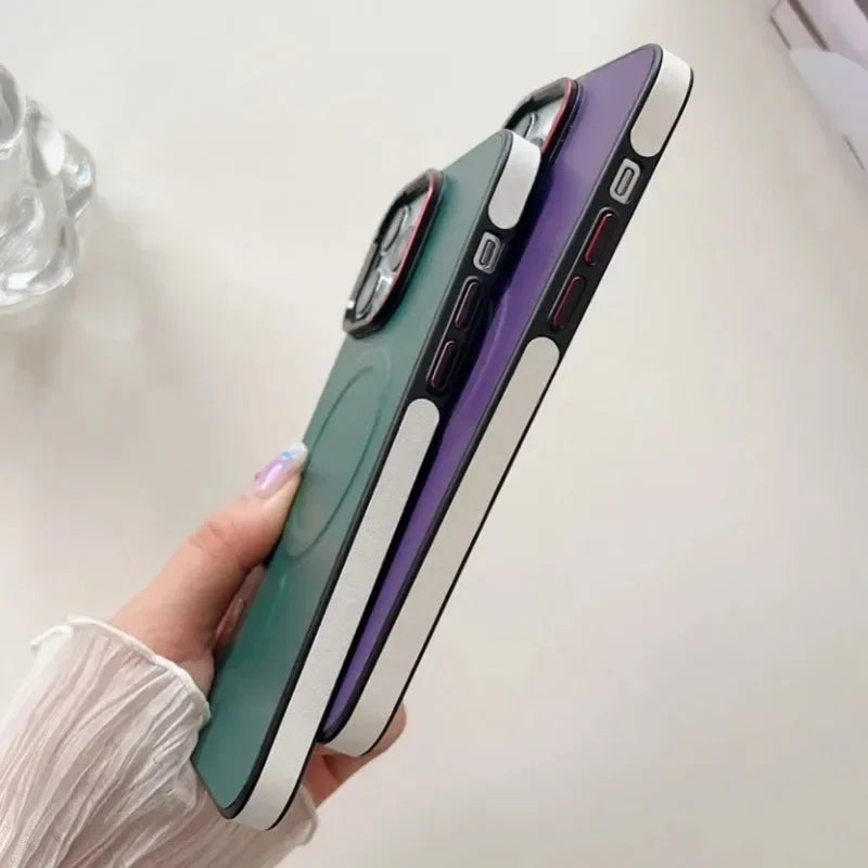 Business Double Color Leather Magsafe Case for IPhone 12 13 16 15 Pro Max Magnetic Matte Soft Shockproof Cover for IPhone 15Pro