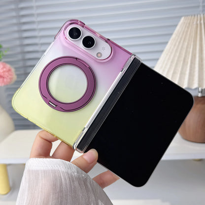 Colorful Gradient 360° Rotating Stand Magnetic Foldable Case For iPhone Ultra Fold For MagSafe Hinge Translucent Anti-drop Cover