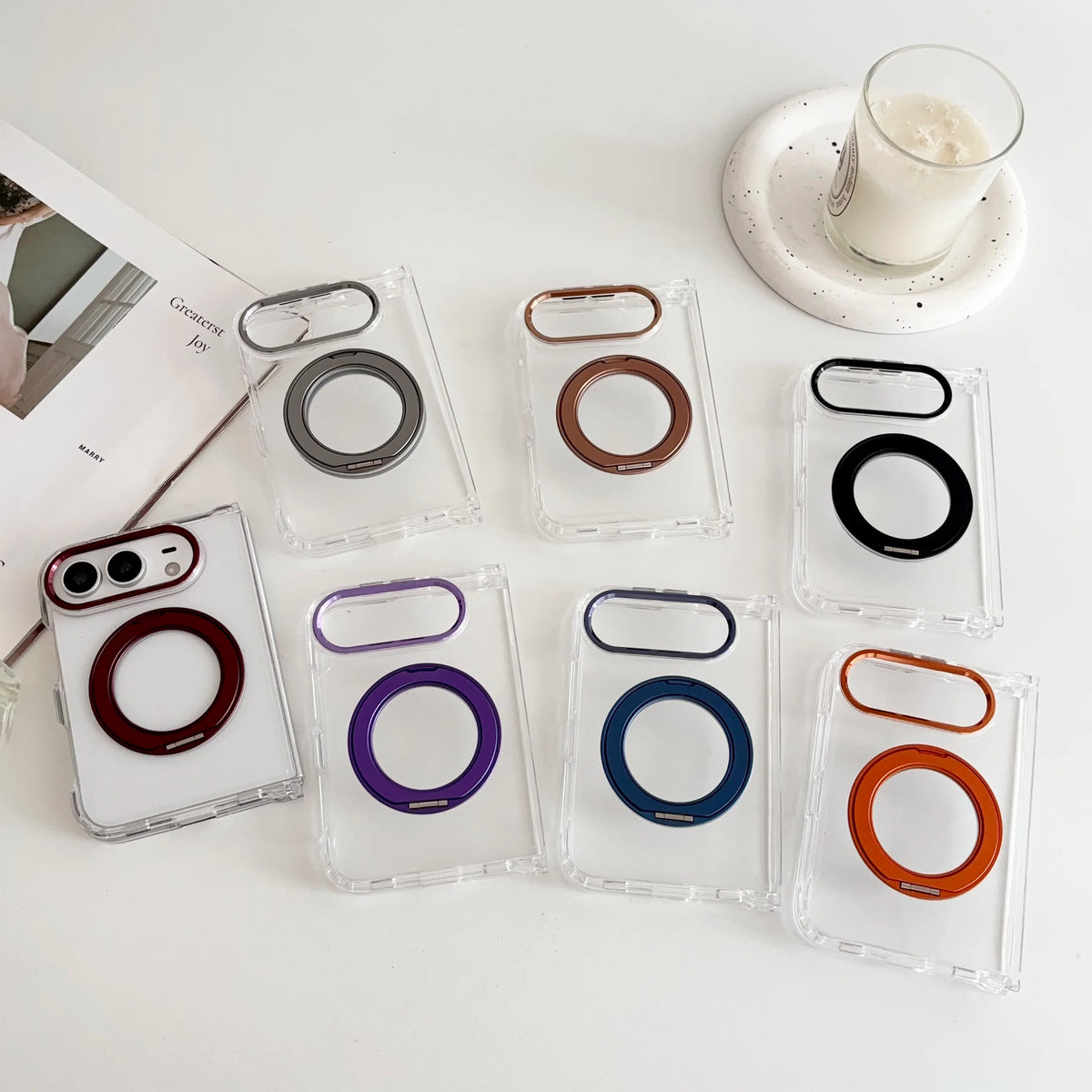 Case For Apple iPhone Duo For Foldable iPhone Duo For Magsafe With  Magnetic 360 Adjustment Stand Protection Clear Acrylic Cover