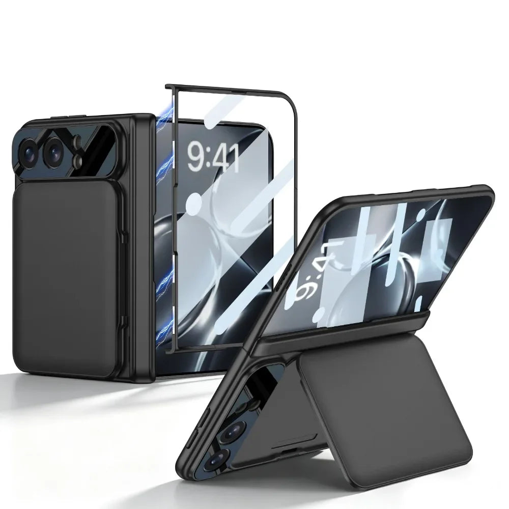 Luxury Wallet Card Slot Bracket Stand PC Magnetic Case For iPhone Duo 18 Fold Built-in Screen Film Hinge Protection Holder Cover