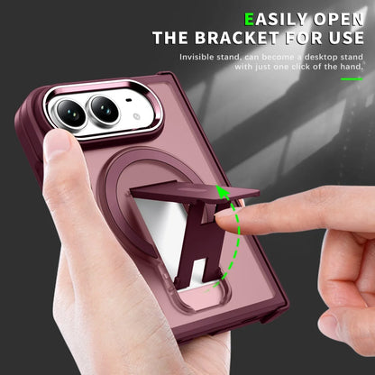 MagsafeTranslucent Folding Holder Stand Magnetic Case for iPhone Duo 18 Hinge Armor Solid Color Frosted Bumper Phone Covers