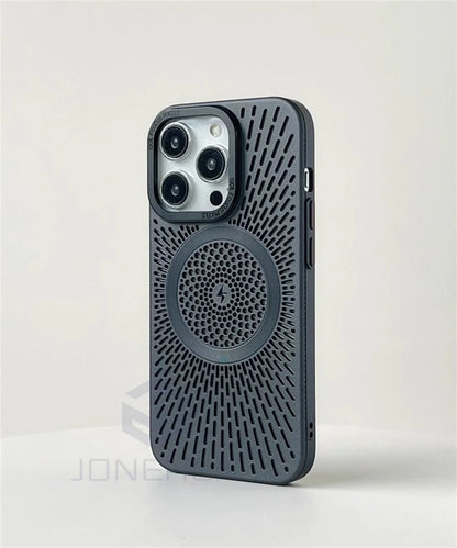 Luxury Heat Dissipation Hollow For Magsafe Case For iPhone 15 14 13 12 16 Pro Max Titanium Magnetic Wireless Charge Hard Cover
