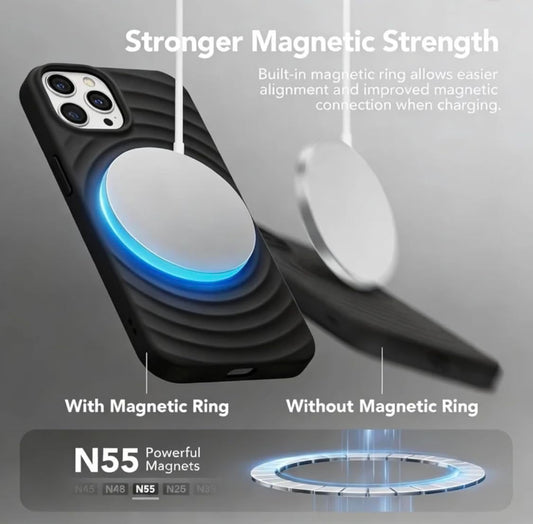 Magnetische Silikonhülle für iPhone 17 Pro, Stoßfeste Schutzhülle mit weichem Mikrofaserfutter, Schwarz, 6.3