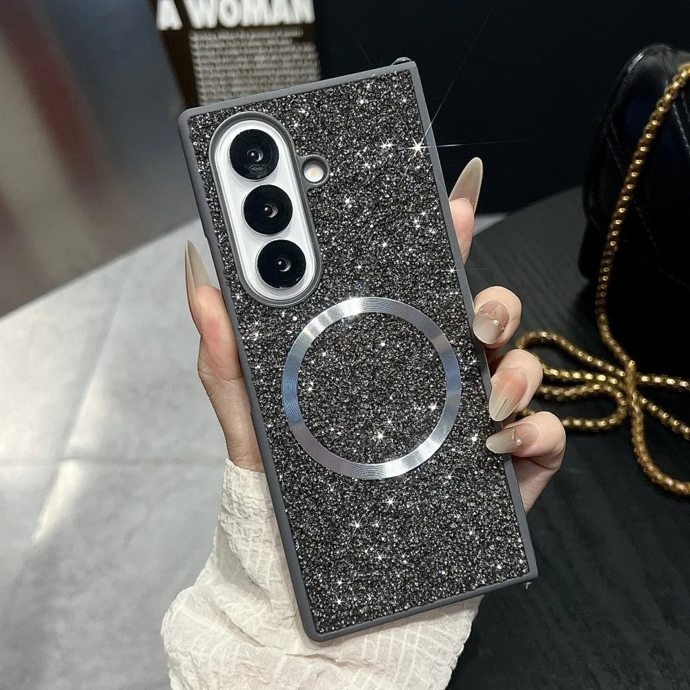 Bling diamond rhinestones magnetic soft cover fold - product image