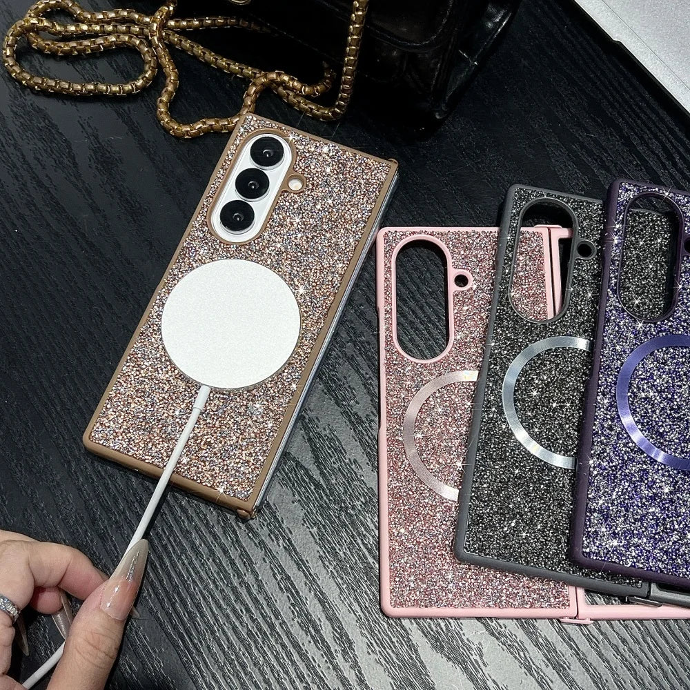 Bling diamond rhinestones magnetic soft cover fold - product image