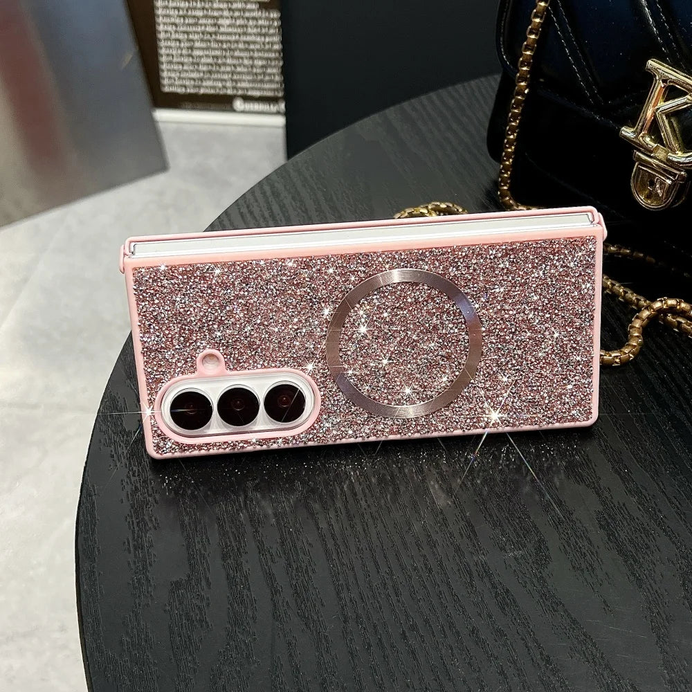 Bling diamond rhinestones magnetic soft cover fold - product image