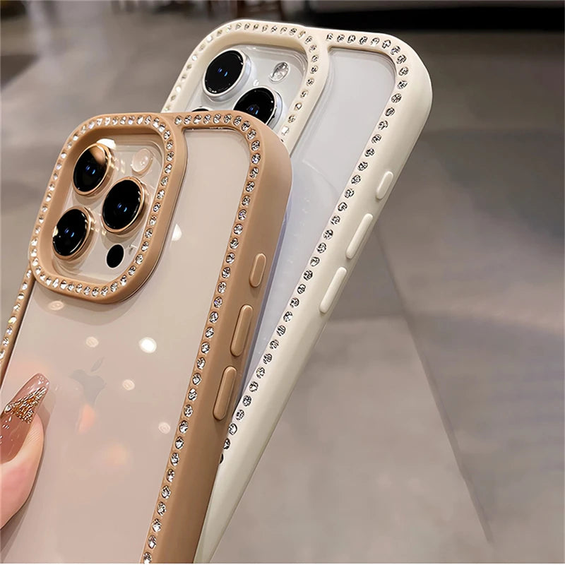 Bling rhinestone transparent shockproof acrylic case - product image