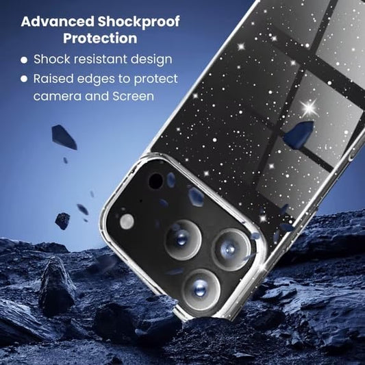 Glitzer Klare Hülle Kompatibel mit iPhone 17 Pro, Glitzernde Harte Rückabdeckung, Transparent