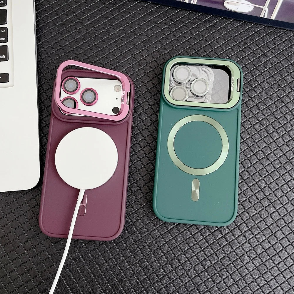 Camera protective matte magnetic fold lens stand soft case - product image